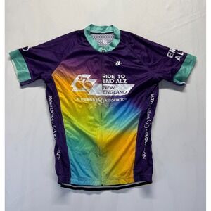 Hincapie Cycling Jersey Mens XL Purple Multi Ride To End ALZ Full Zip Athletic